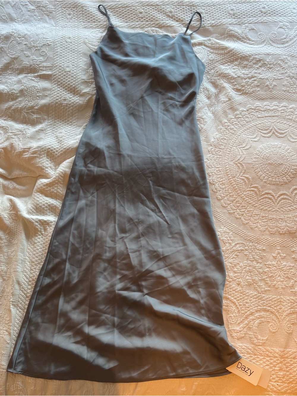 Dazy NWT Women's Slip Dress in Slate Gray - Spaghetti Strap Midi